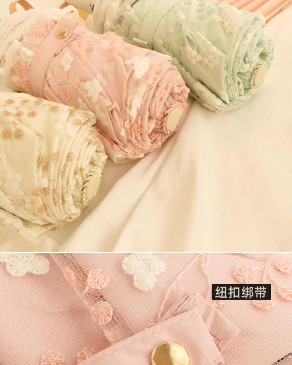 刺绣双层黑胶防晒少女心蕾丝全自动防紫外线晴雨两用遮阳太阳伞详情11