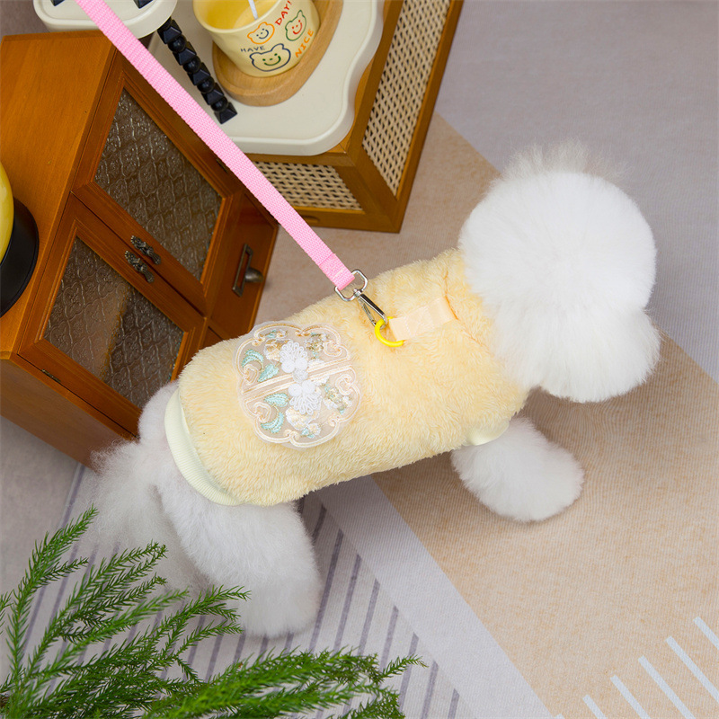 24秋冬新款狗狗可牵引国风绒衣泰迪比熊小型犬猫咪宠物衣服现货详情11