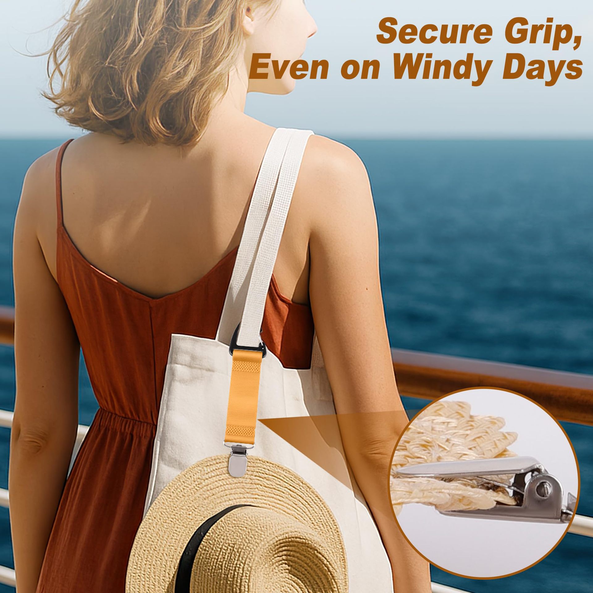 新款懒人旅行帽子夹户外背包行李收纳夹编织多用途草帽夹帽子配件详情8