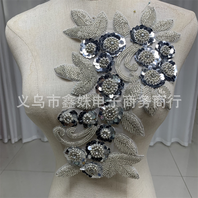 立体花个轻奢服装衣服领花胸花辅料花朵刺绣贴花对花直播衣服花边详情1