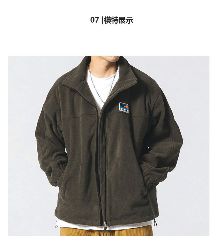 日系羊羔毛外套抓绒卫衣男款秋冬情侣立领摇粒绒学生外穿休闲夹克详情7