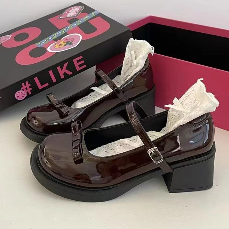 圆头百搭单鞋日系jk学院风配裙子秋季新款高跟小皮鞋女玛丽珍女鞋详情12