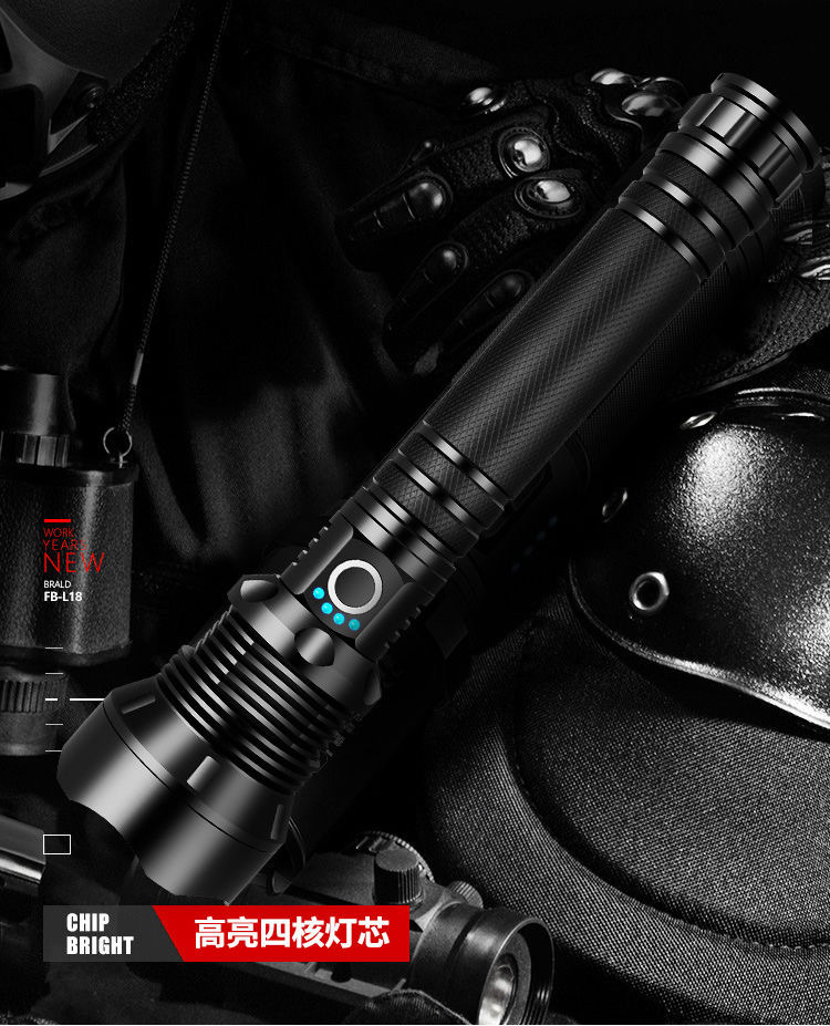 Cross-border P70 High-intensity ultra-bright flashlight, LED zoom, home long-range, rechargeable, outdoor waterproof, portable, small lighting pic 11