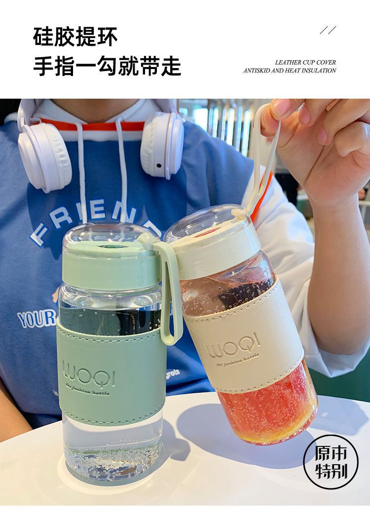 The Korean version of the water cup is cute, fresh and fashionable. It is a summer heat-resistant glass tea cup with a large capacity and portable transparent design pic 5