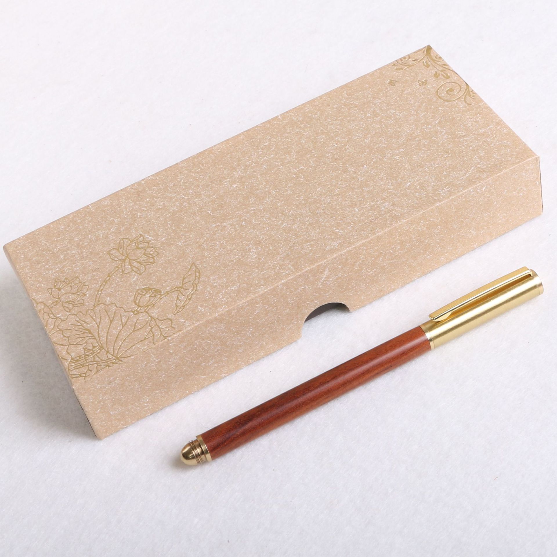 Wooden business pearl signature pen, brass solid wood pen clip, gel pen, LOGO printed, laser customized signature pen pic 17