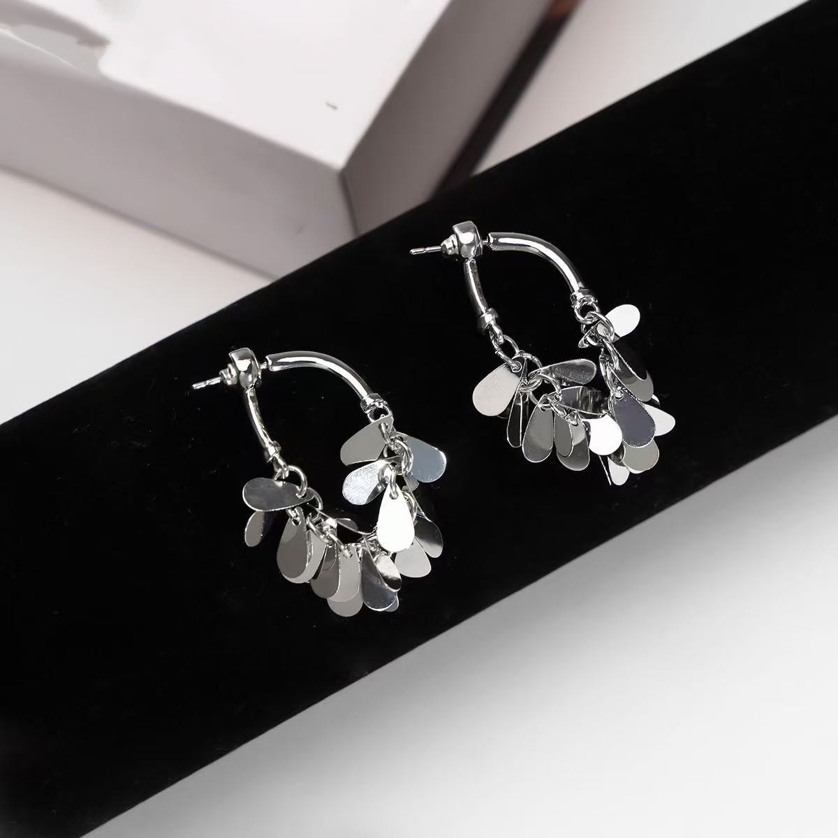 个性金属感麦穗树叶流苏耳扣时尚气质高级感小众百搭耳环女详情3