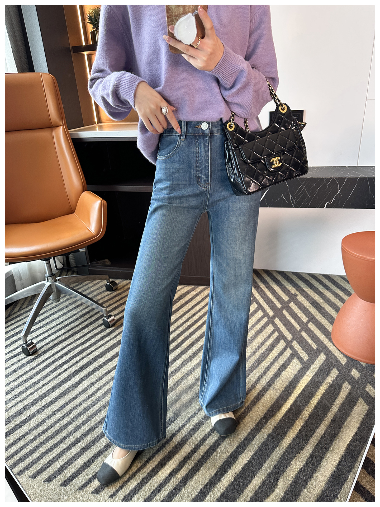 Original comic legs ~! High-waisted stretch flared jeans for women 2025 autumn new style, slimming and versatile long pants pic 14