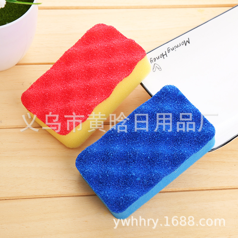 【 Chi Jia 】 Thickened double-sided sponge, diamond sand sponge block, kitchen cleaning, pot scrubbing, bowl scrubbing, water absorption and bubbling pic 6