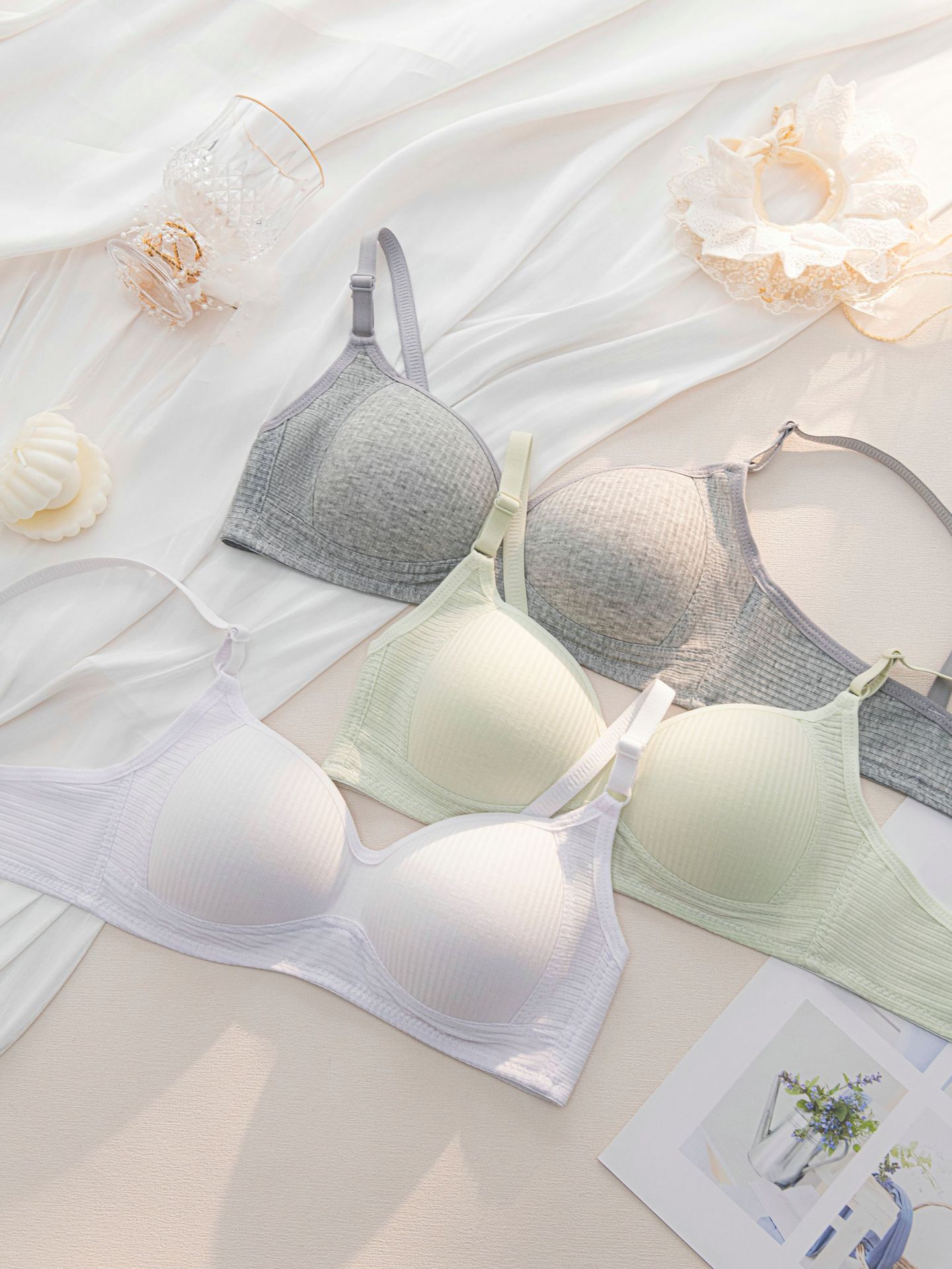 High school adjustable underwear, junior high school student no-wire small chest gathering bra, thin bra for student development girls pic 12