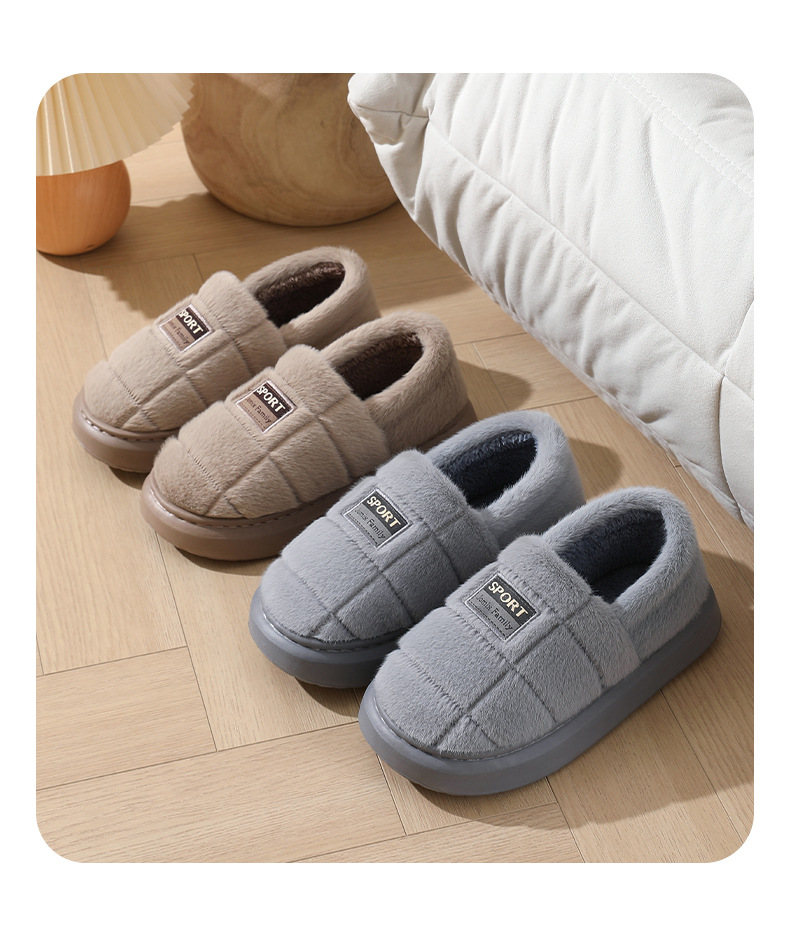 Zapatos de algodón de felpa más tamaño bolsa de talón zapatillas de algodón para hombres invierno interior hogar antideslizante plataforma extendida zapatos de algodón al por mayor pic 11
