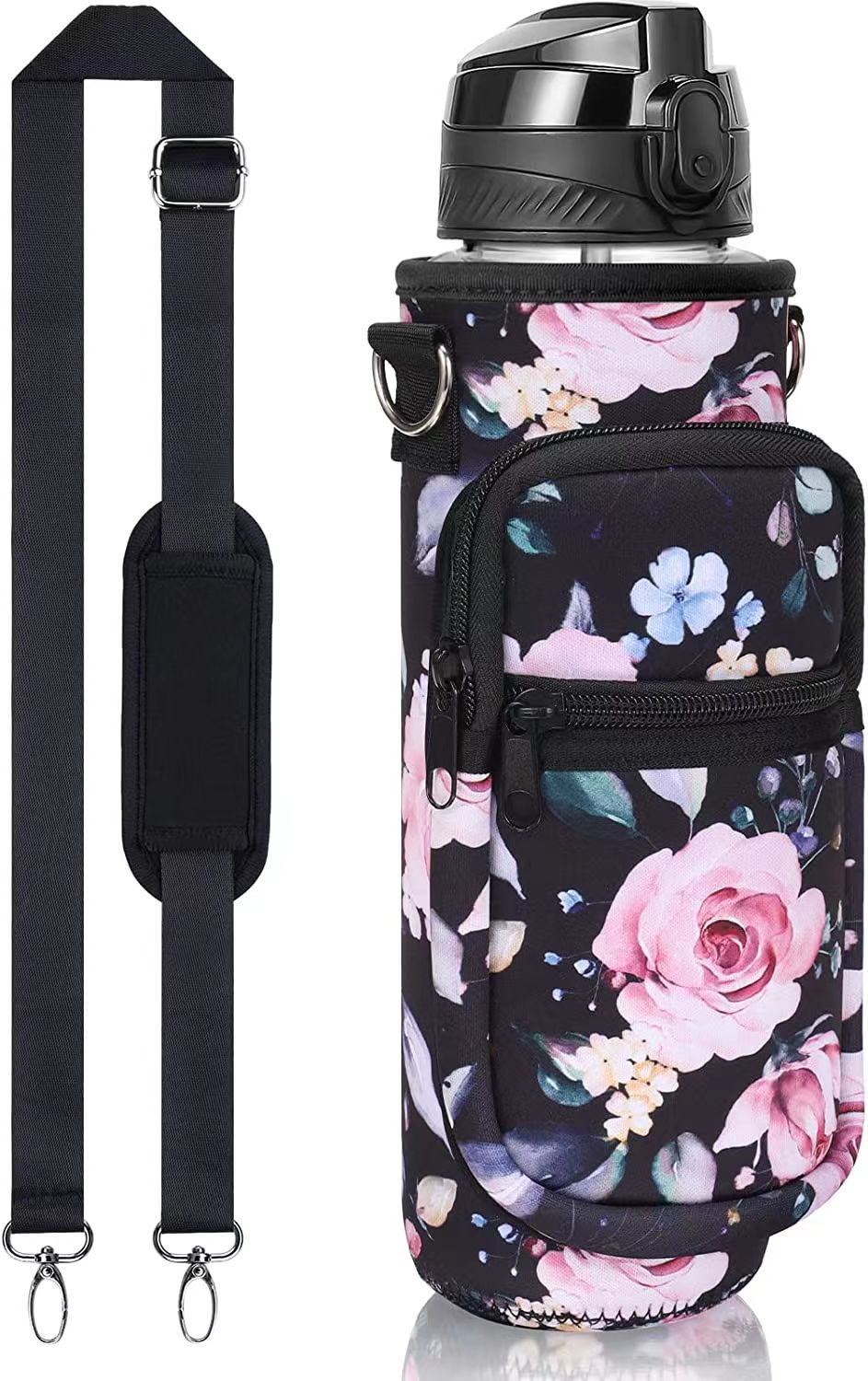 Wholesale SBR diving material outdoor sports water bottle cup covers, hand-held shoulder strap portable thermos flask protective covers from the manufacturer pic 11