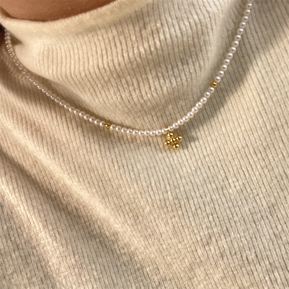 by johanne法国复古小众设计项链时尚气质高级感珍珠十字架锁骨链详情6