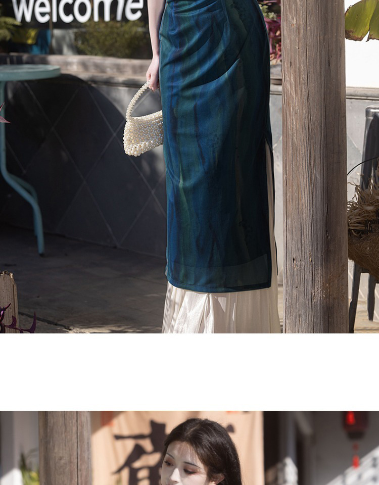 国潮蓝色无袖旗袍2025年新款夏季复古民国风老上海气质年轻款新中式女详情13