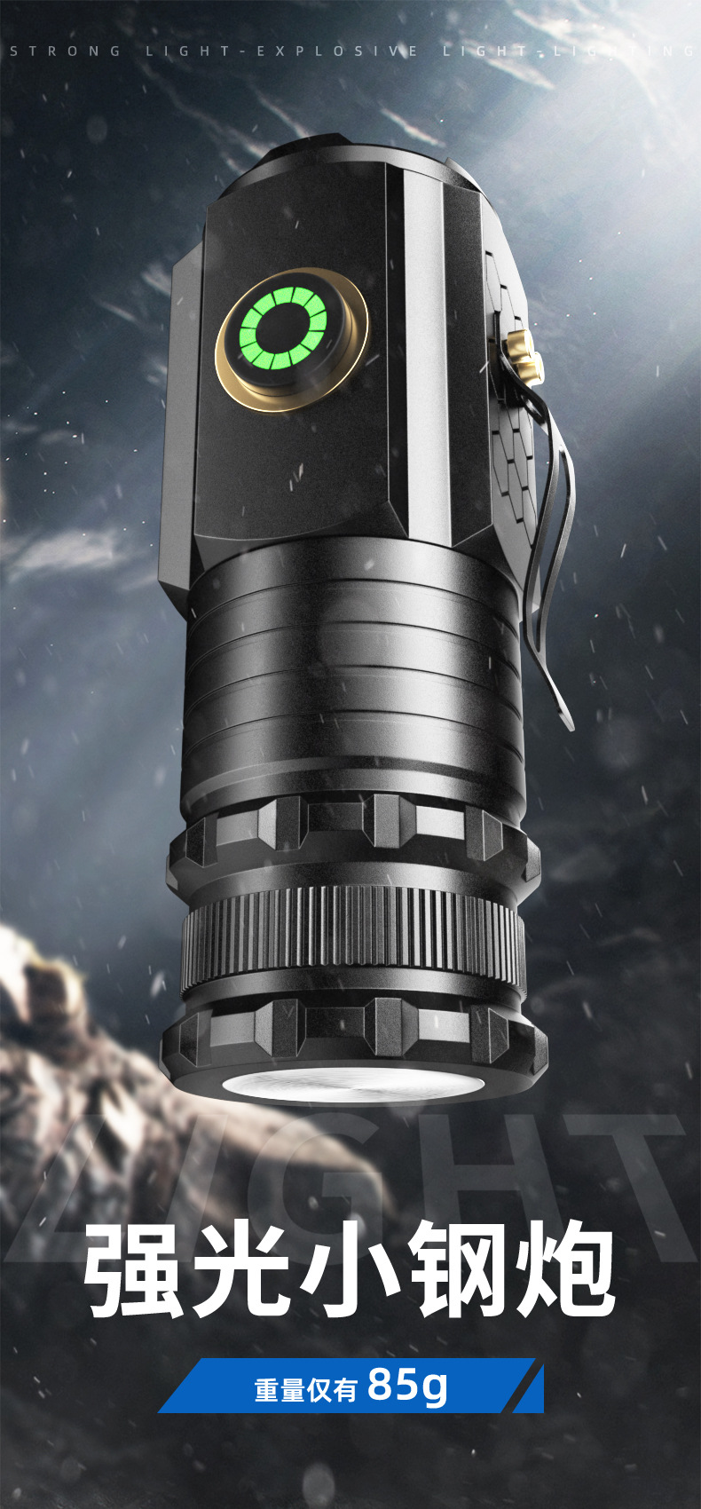 New cross-border high-intensity three-eye long-range flashlight, rechargeable mini portable small hand flashlight, outdoor multi-functional hooded lamp pic 1