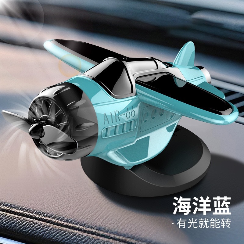 新款车载太阳能可旋转飞机汽车摆件创意车内中控台装饰品汽车用品详情12