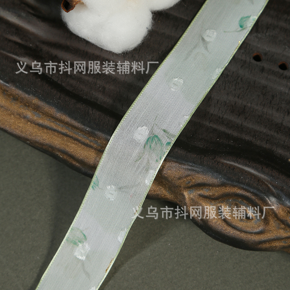 彩色郁金香花朵雪纱带DIY蝴蝶结发饰印花丝带鲜花材料礼盒diy辅料详情10