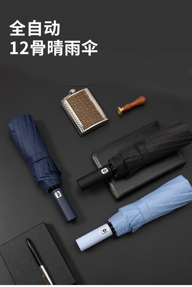 24骨大号自动雨伞女晴雨两用男加固抗风折叠太阳伞防晒紫外线遮阳详情1