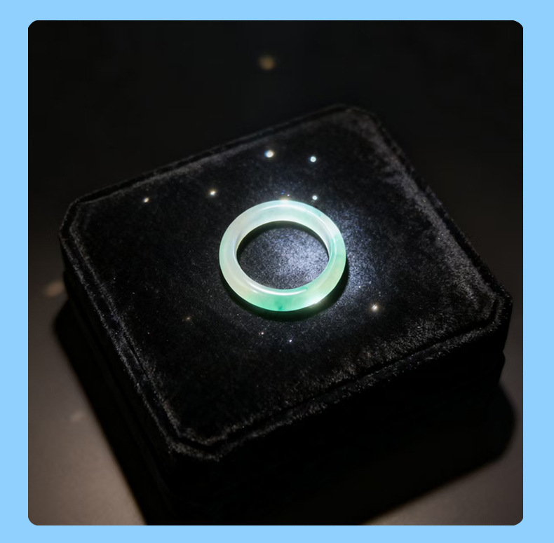 天然非洲翠戒指小众高级感素面玉石珠宝戒圈手工diy饰品指环批发详情8