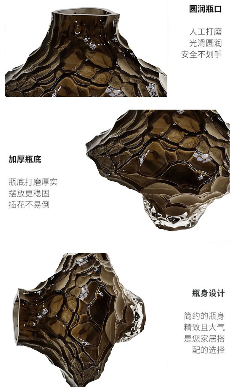 北欧山谷玻璃花瓶ins风不规则个性创意家居装饰品工艺品插花摆件详情8