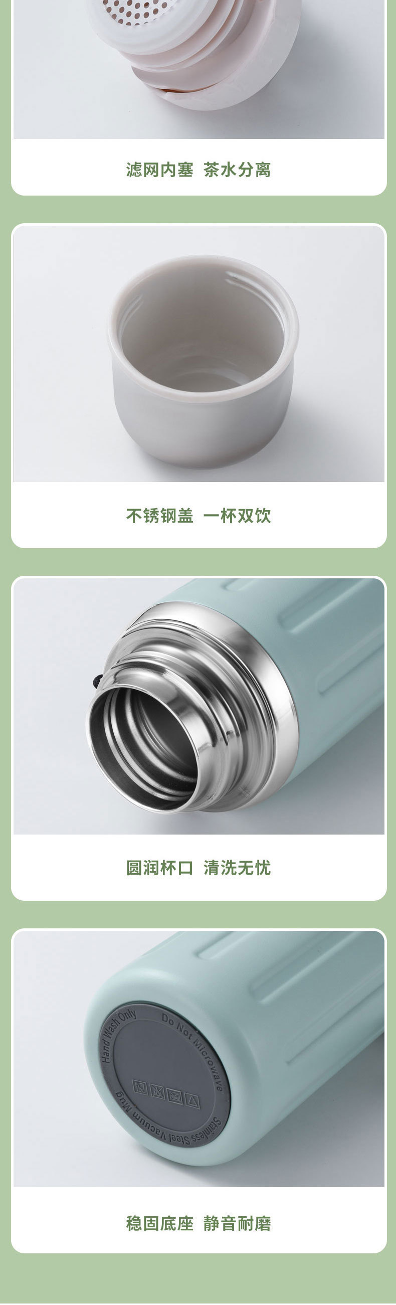 316 stainless steel large-capacity insulated cup, small steel cannon outdoor sports water bottle, portable rope tea brewing Roman cup pic 9