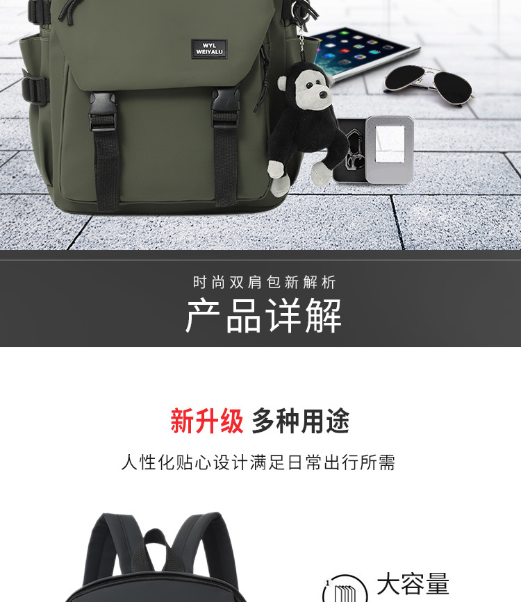 跨境学生书包新款中大学生背包大容量时尚双肩包可印logo批发详情4