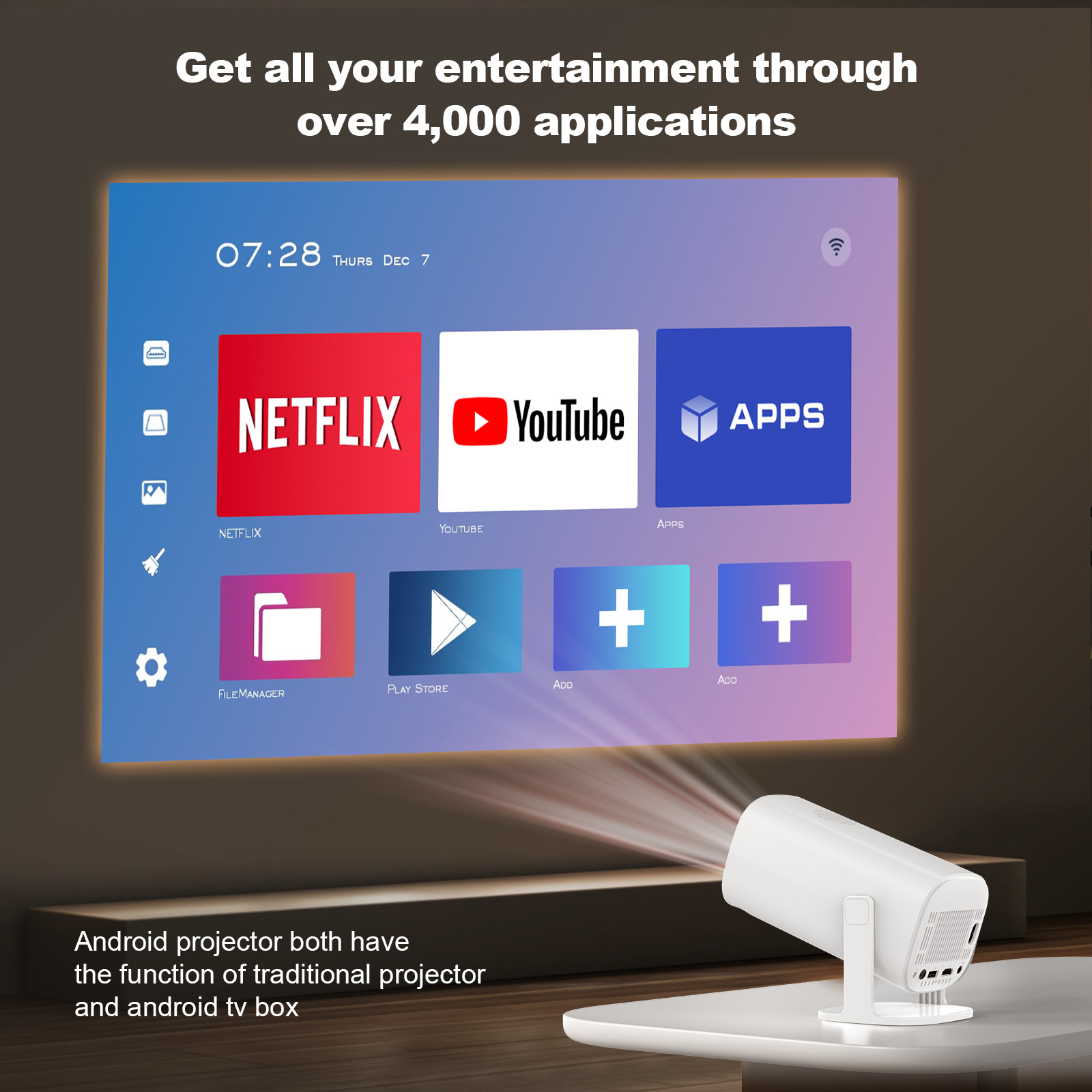 The new cross-border projector P30 mini Home 4K Dual WIFI Bluetooth portable projector pic 6