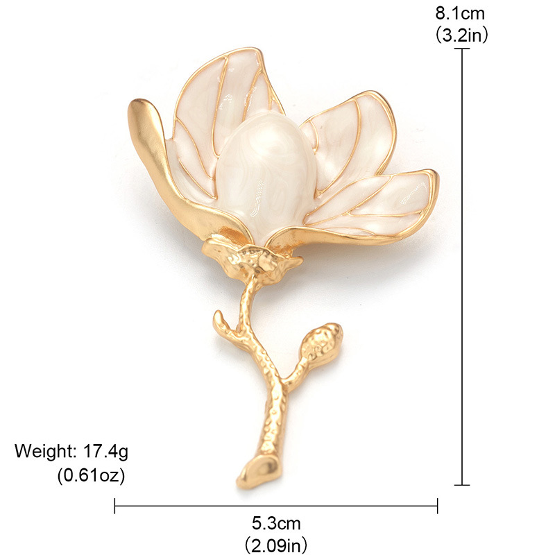 Natural Baroque pearl magnolia flower multi-color oil drip brooch, autumn and winter coat brooch accessory, high-end brooch pic 28