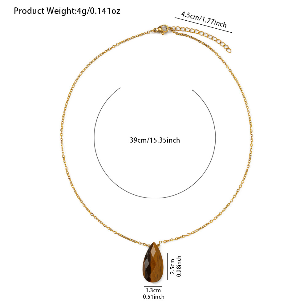 跨境热销新款时尚简约水滴天然石项链小众设计吊坠批发饰品项饰品详情9