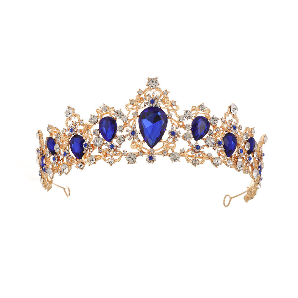 Tocados transfronterizos al por mayor europa y Estados Unidos diamantes de color cristal popular lujo noble adorno de pelo corona novia boda corona grande pic 8