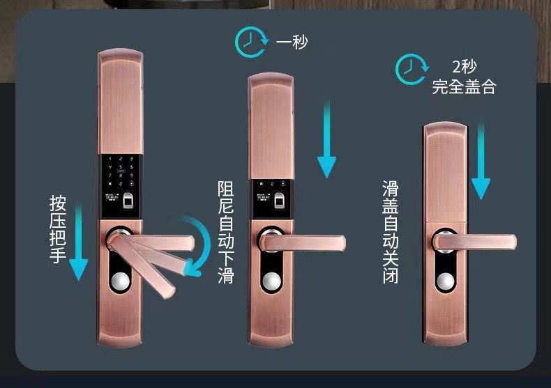 经典蓝牙滑盖指纹锁家用密码锁磁卡锁防盗门智能锁自动下滑盖锁详情13