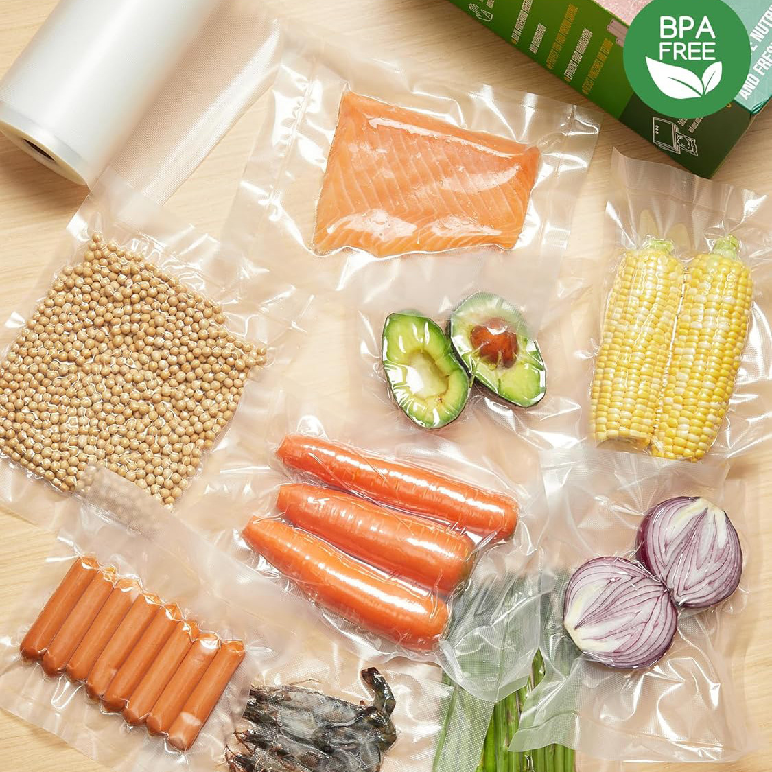塑料纹路食品真空袋两件套单面圆点压纹透明包装袋外包装塑料食品袋详情5