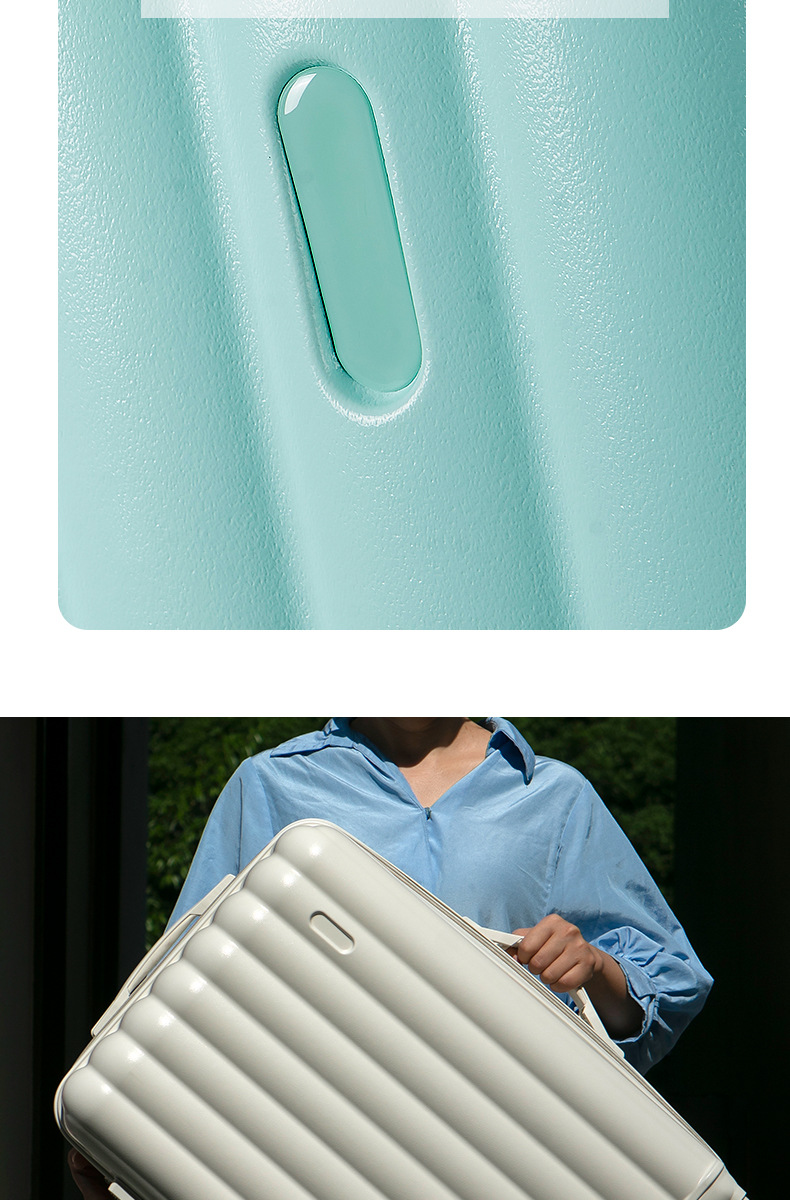 大量现货批发高颜值马卡龙色系韩版四件套多功能拉杆箱便携登机箱详情4