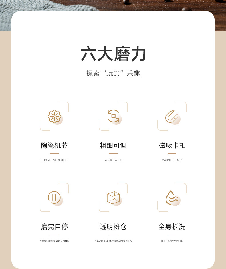 跨境电动咖啡机咖啡豆研磨机磨粉机家用专业定量意式电动磨豆机详情2