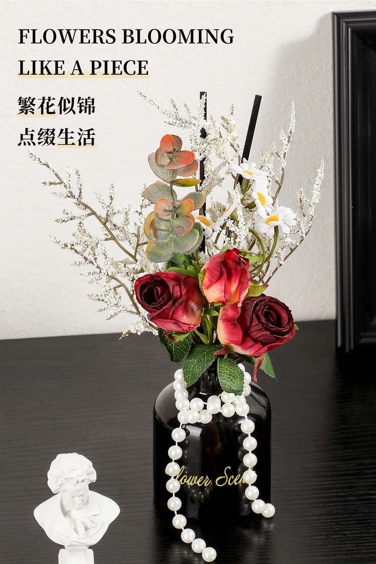 Simulated rose and Daisy bouquets, flameless aromatherapy ornaments, aromatherapy home living room and bedroom atmosphere floral art ornaments pic 5