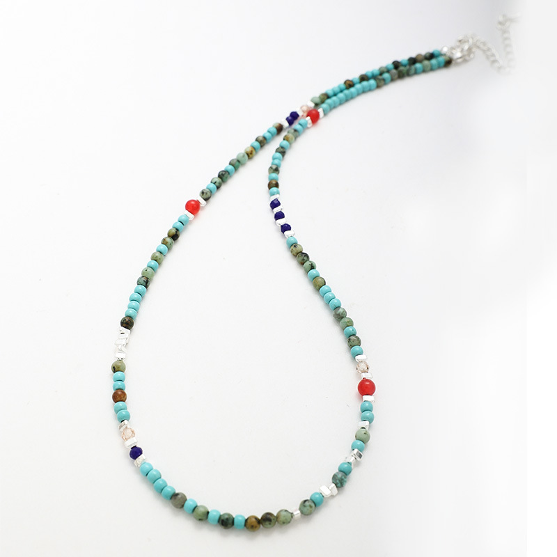 波罗*海 春夏文艺绿松石手工串珠项链精致休闲彩色叠戴锁骨链国潮详情3