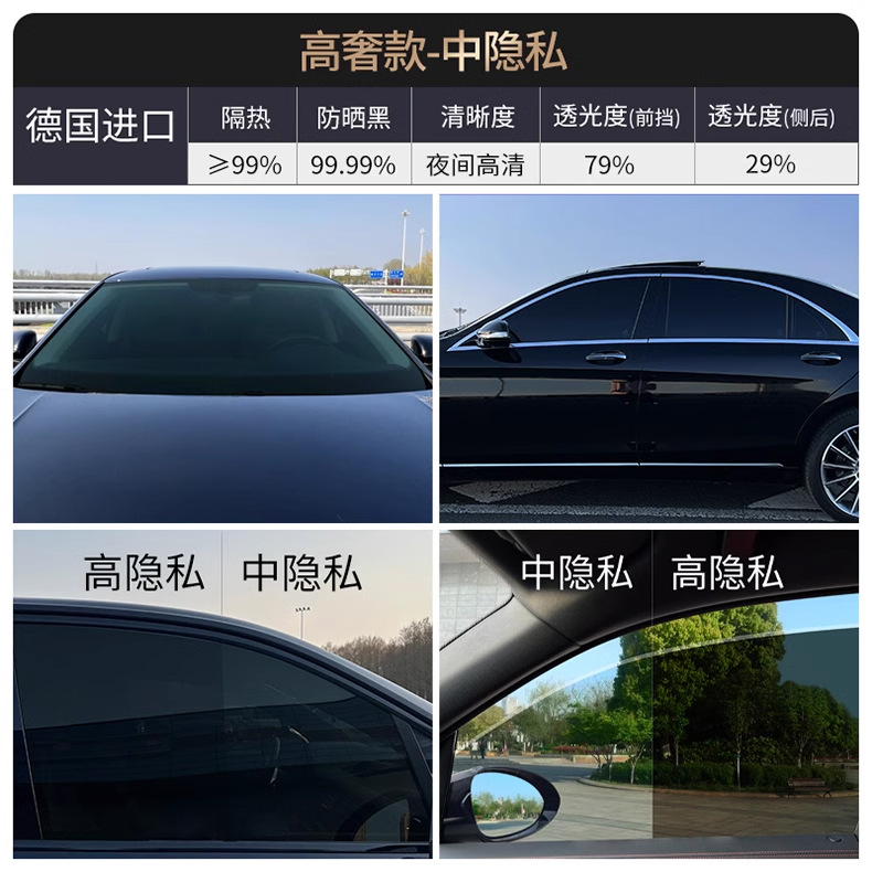 汽车贴膜车窗贴膜太阳膜前挡风玻璃防晒隔热膜防爆膜隐私膜全车膜详情15