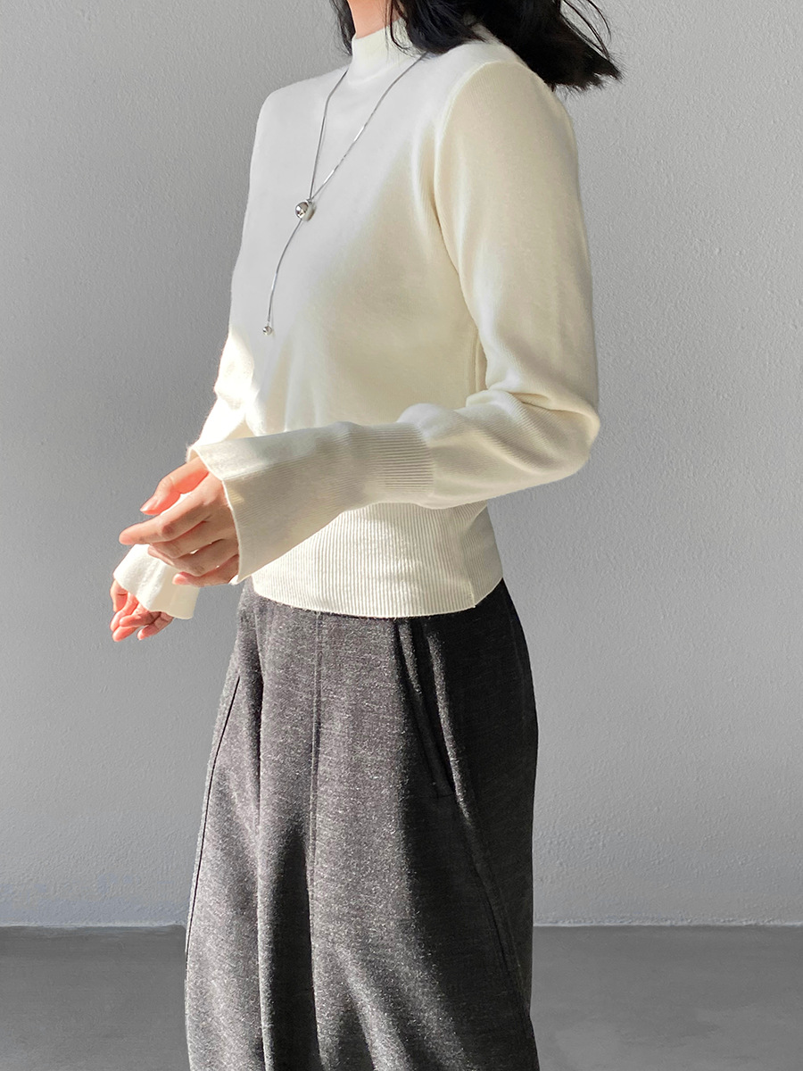 Jiangzuo [Winter Daylight] Korean-style semi-high neck flared sleeve knitted sweater for women to slim their waisted waist in winter 3012 pic 18