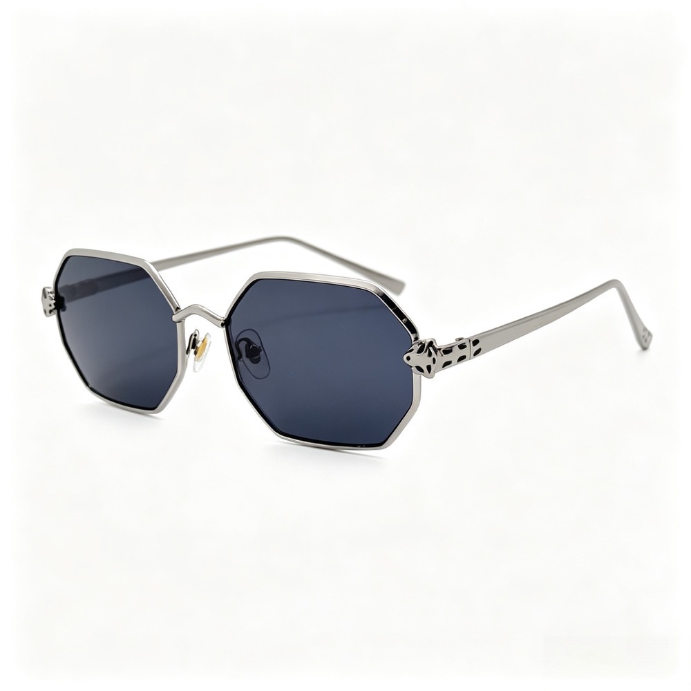 2026 nuevo leopardo cabeza decorativa poligonal gafas de sol mujer metal lentes gradientes retro influencer shades fábrica lote pic 7