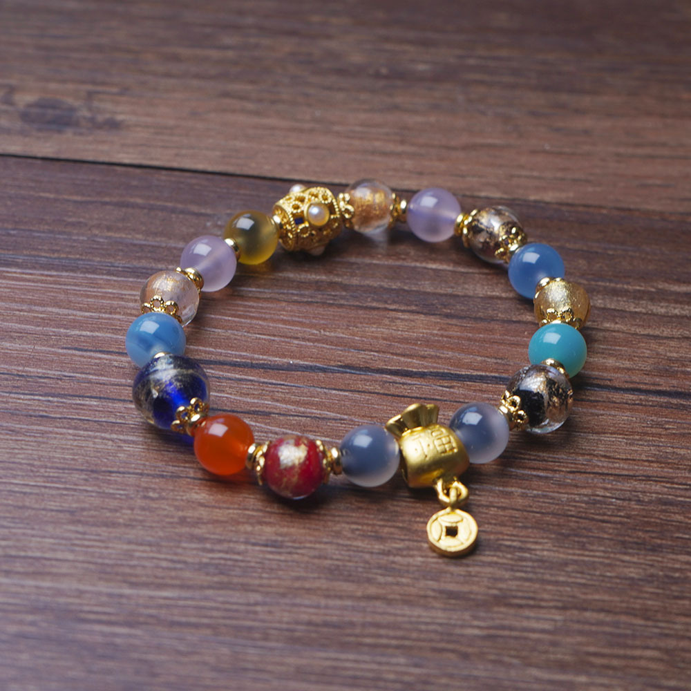 北京雍和半糖香灰糖心琉璃手串福气满满福袋玛瑙手链本命年手饰女详情32