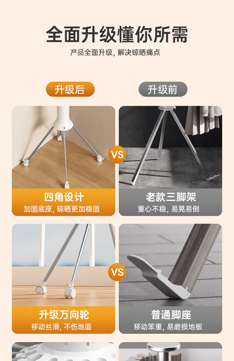 Best-selling octopus folding clothes drying rack, balcony home floor-standing multi-functional mobile clothes drying rack, a perfect tool for drying quilts pic 1