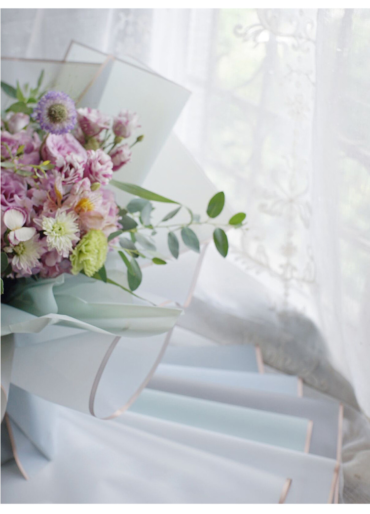 包花纸外贸畅销韩式花艺鲜花花束纸金边边框雾面纸 果冻膜包装纸详情12