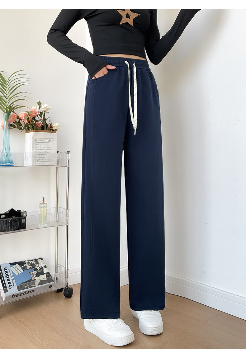 垂感华棉阔腿裤女春秋新款宽松显瘦窄版直筒裤高腰百搭休闲运动裤详情22