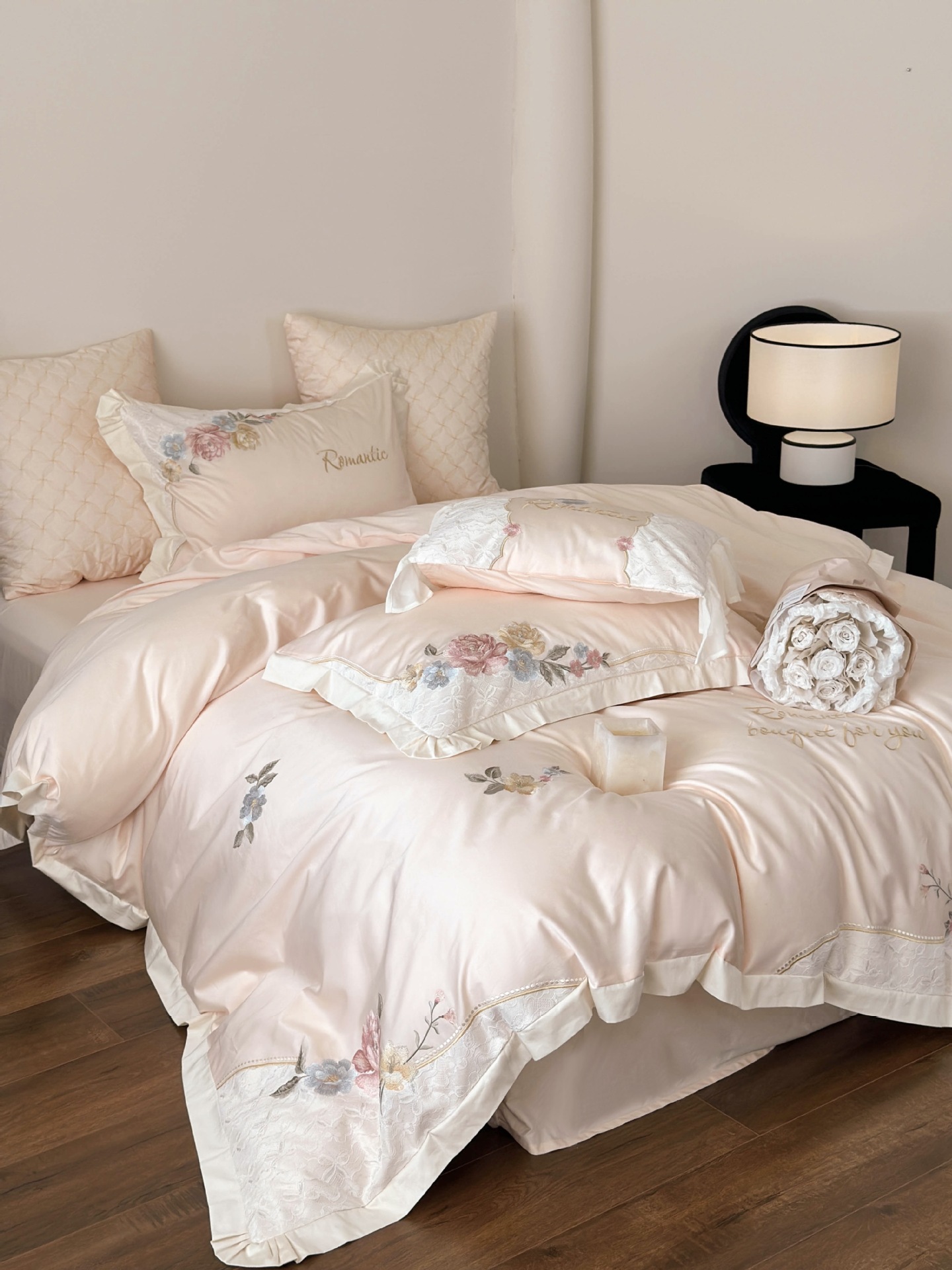 French country-style floral embroidery bedding, high-end feel, Australian cotton pure cotton long-staple cotton four-piece set pic 8