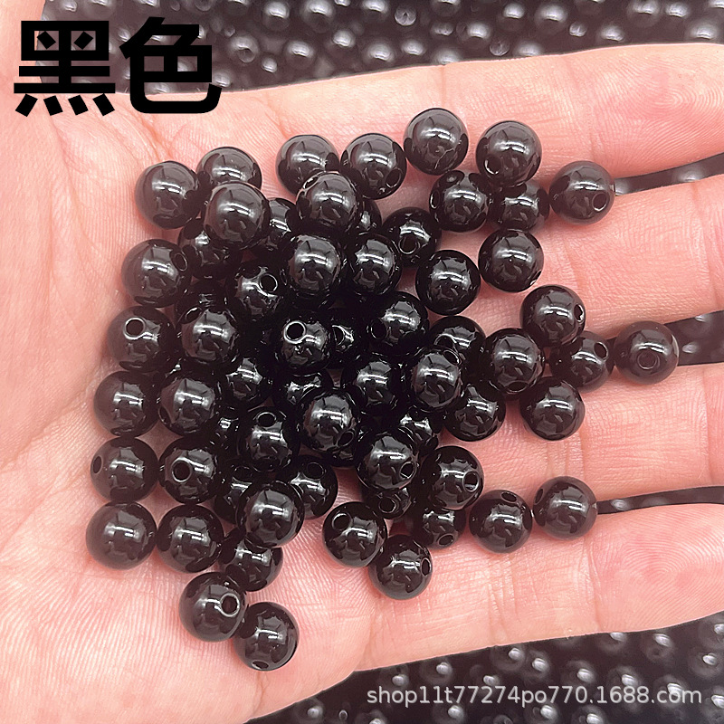4/6/8mm亚克力直孔实色圆珠 diy手工串珠材料 光面珠子手机链散珠详情1