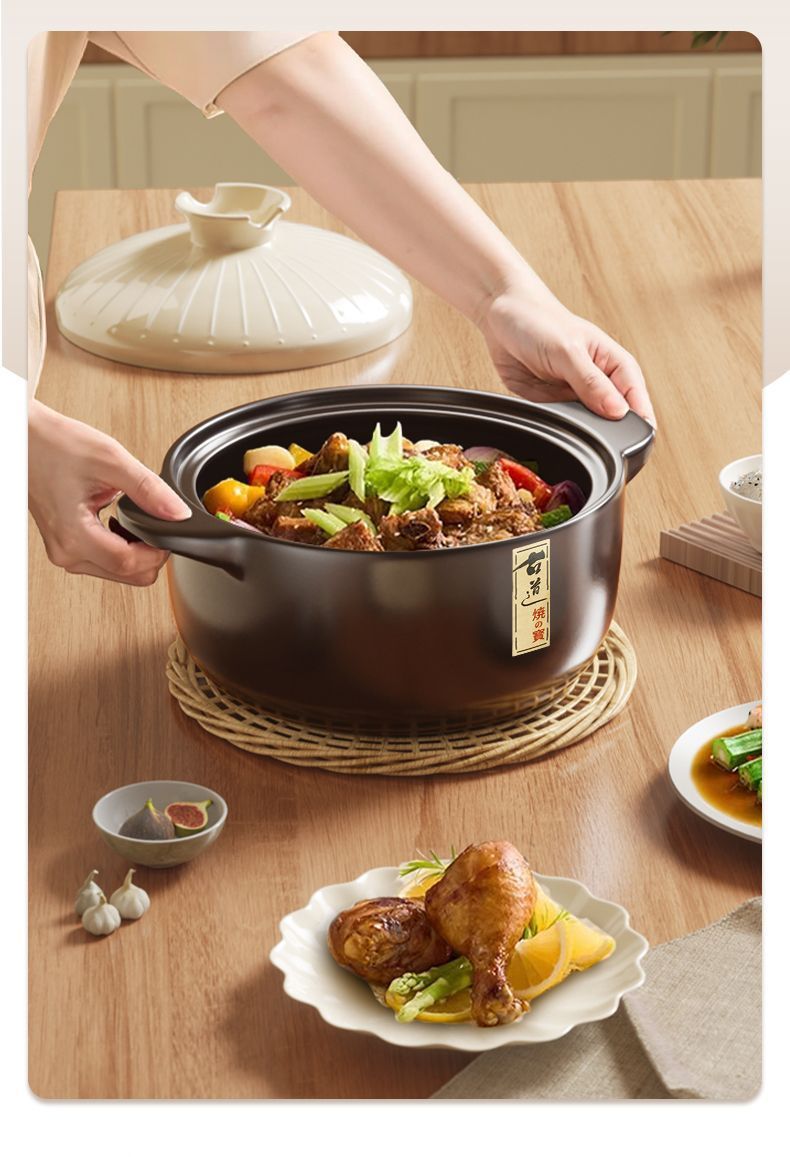 High-temperature resistant clay pot stew pot, household gas dry-fired ceramic soup pot, small clay pot soup pot, special soup pot for gas stove pic 5