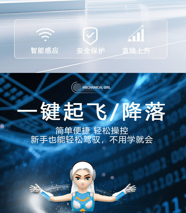 跨境手势感应机甲少女飞行器发光悬浮飞天小飞仙感应直升飞机玩具详情8