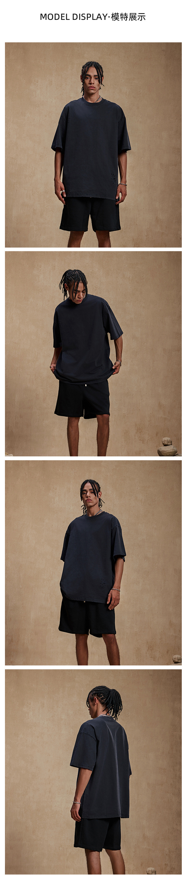 CKX2025 Summer American High Street vintage Torn loose Distressed short-sleeved washable T-shirt for men pic 16