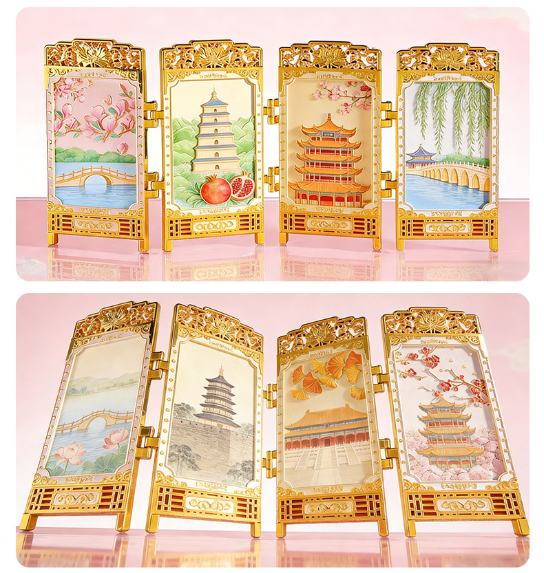 Suzhou metal screen refrigerator magnets, four-fold, Chinese city national trend cultural and creative gifts, customized refrigerator magnets pic 9