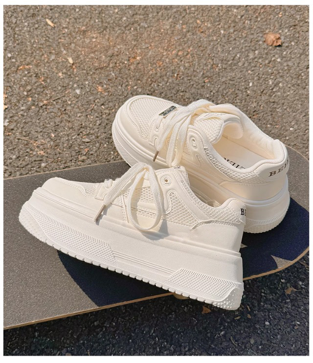 夏季女鞋2025新款网面透气厚底增高小白鞋女百搭休闲时尚运动板鞋详情12