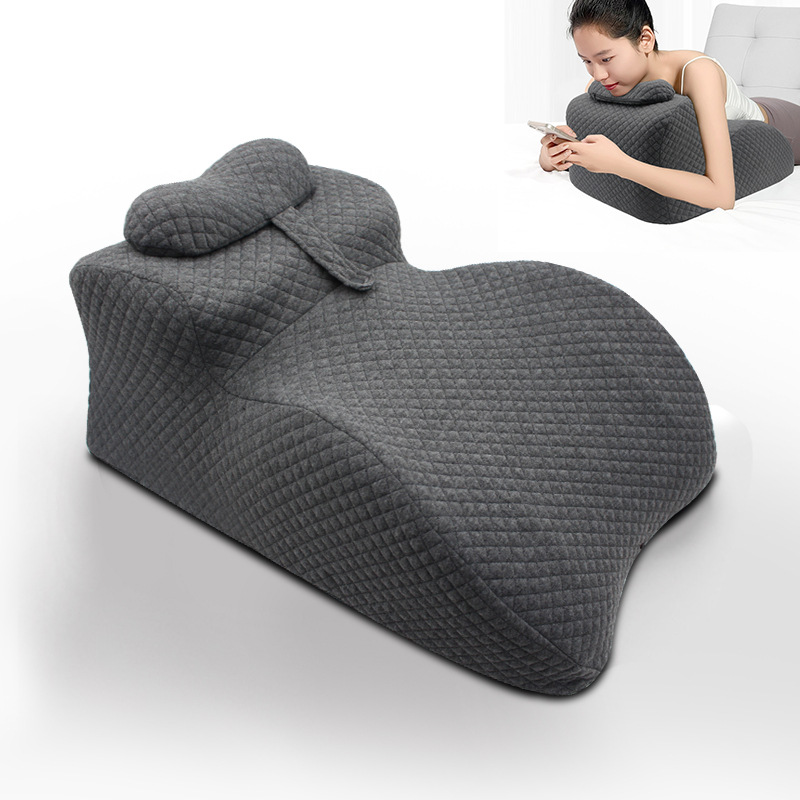 Sleeping pillow on the bed, sleeping pillow at the head of the bed, playing with mobile phone, memory foam backrest pillow, sleeping on the stomach and reading, prone position pillow pic 1